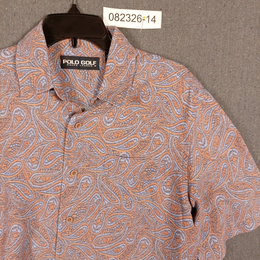 Polo Golf Ralph Lauren Mens Medium Paisley Modal Blend Short Sleeve Button Shirt